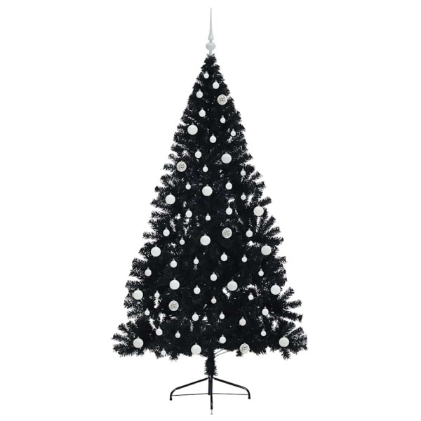 Árbol de Navidad Artificial Preiluminado Negro 210 cm PVC M 4