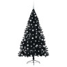 Árbol de Navidad Artificial Preiluminado Negro 210 cm PVC 4