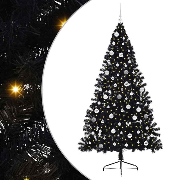 Árbol de Navidad Artificial Preiluminado Negro 210 cm PVC M 2