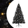 Árbol de Navidad Artificial Preiluminado Negro 210 cm PVC 2