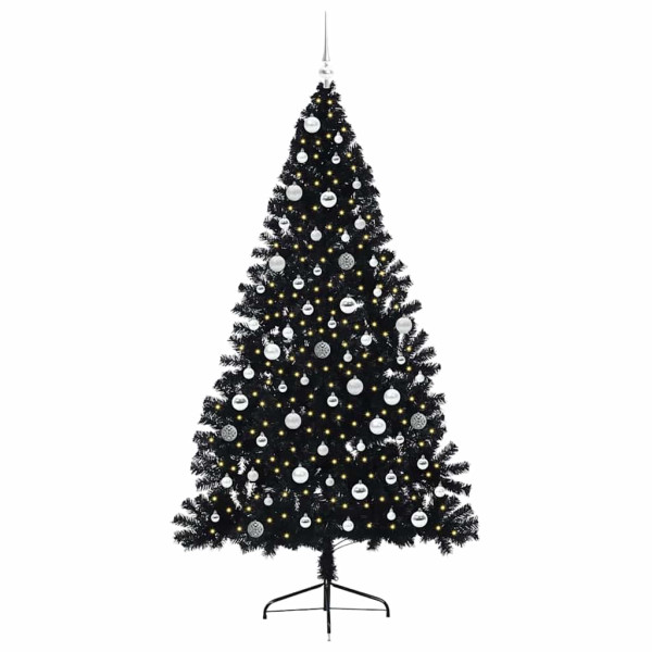 Árbol de Navidad Artificial Preiluminado Negro 210 cm PVC M 3