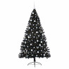 Árbol de Navidad Artificial Preiluminado Negro 210 cm PVC 3