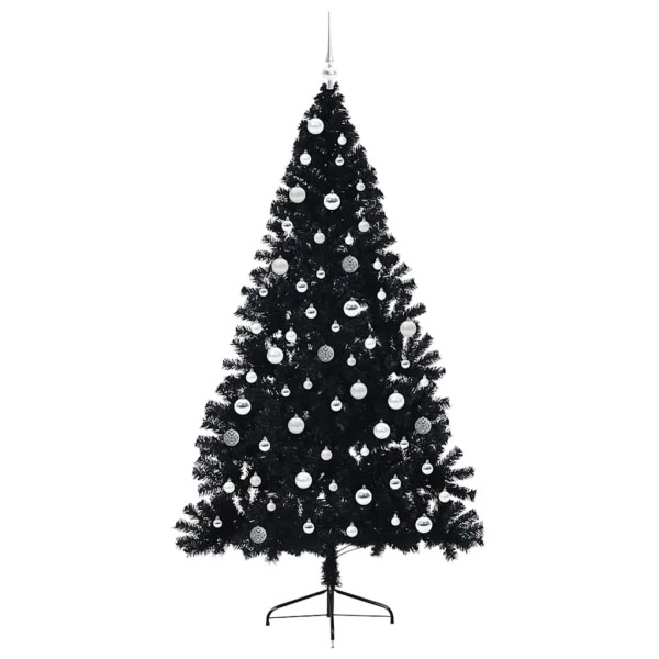 Árbol de Navidad Artificial Preiluminado Negro 210 cm PVC M 4