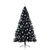 Árbol de Navidad Artificial Preiluminado Negro 210 cm PVC 4