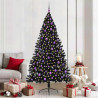 Árbol de Navidad Artificial Preiluminado Negro 210 cm PVC 1