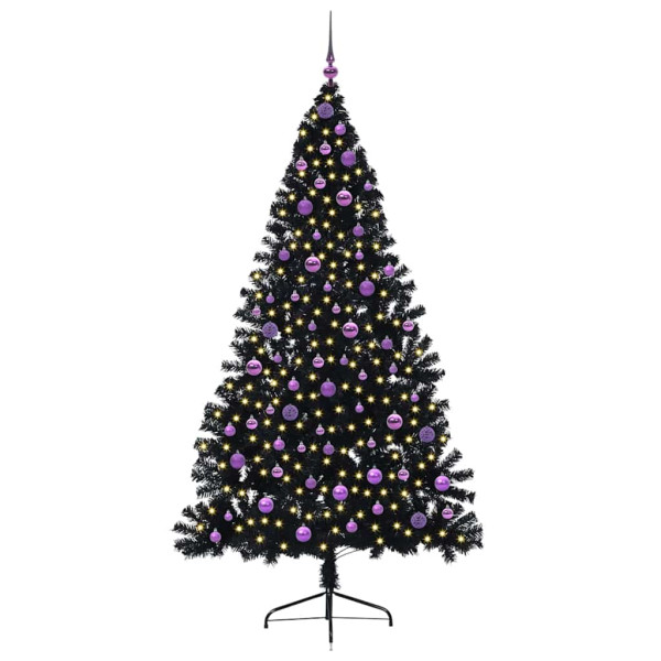 Árbol de Navidad Artificial Preiluminado Negro 210 cm PVC M 3