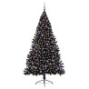 Árbol de Navidad Artificial Preiluminado Negro 210 cm PVC 3