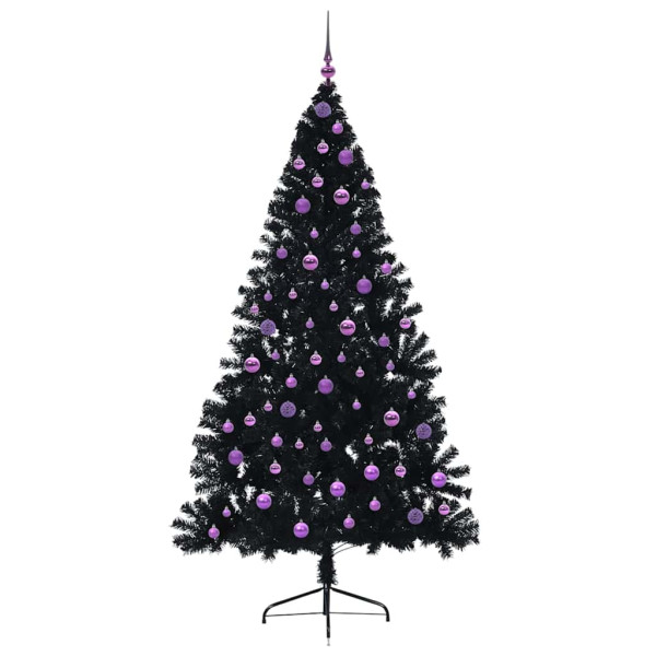 Árbol de Navidad Artificial Preiluminado Negro 210 cm PVC M 4