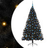 Árbol de Navidad artificial pre-iluminado Negro 210 cm PVC 2