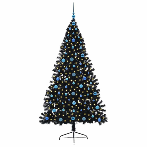 Árbol de Navidad artificial pre-iluminado Negro 210 cm PVC M 3