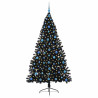 Árbol de Navidad artificial pre-iluminado Negro 210 cm PVC 3