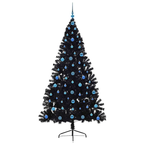 Árbol de Navidad artificial pre-iluminado Negro 210 cm PVC M 4