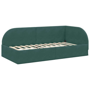 Estructura de cama en esquina Verde oscuro 90 x 190 cm H