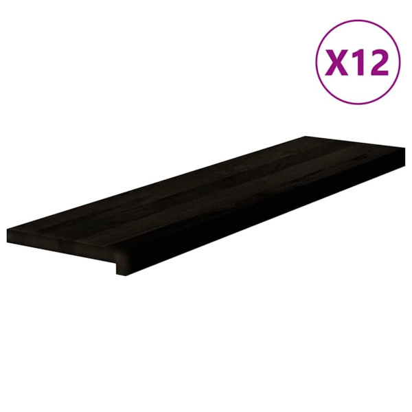 Peldaños de escalera 12 uds madera maciza roble marrón oscuro M 2