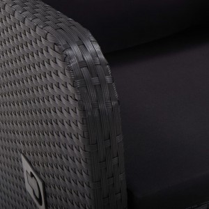 Sillón reclinable de jardín con cojín ratán sintético negro H