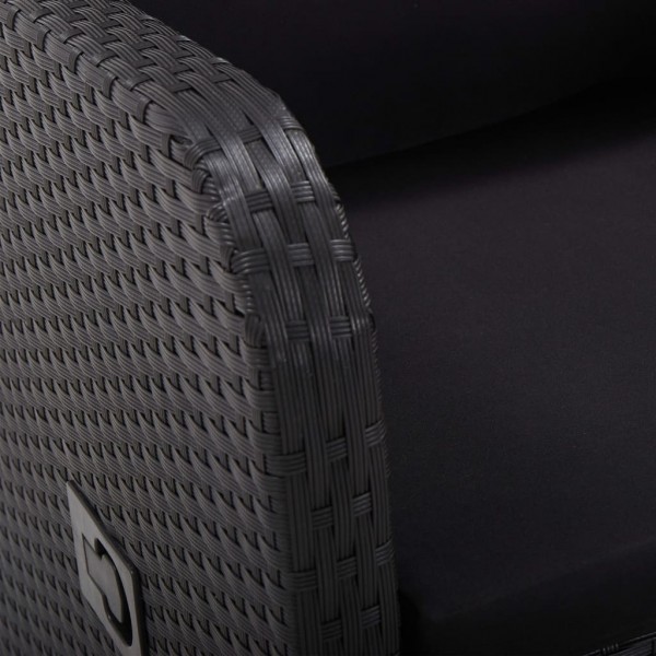 Sillón reclinable de jardín con cojín ratán sintético negro M 2