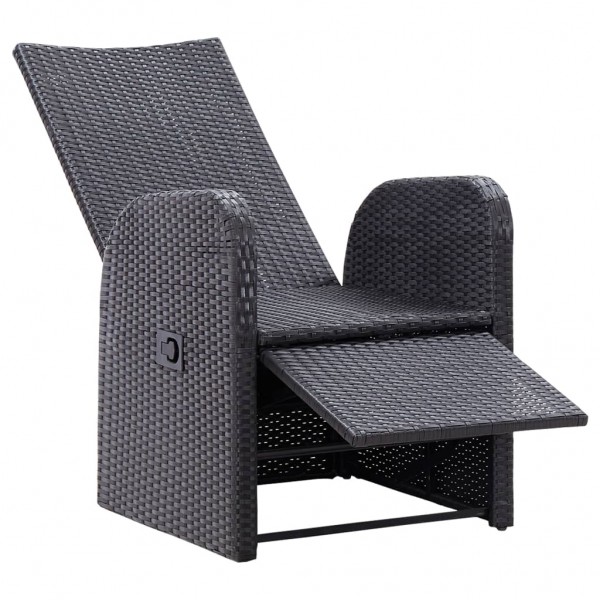 Sillón reclinable de jardín con cojín ratán sintético negro M 4