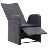 Sillón reclinable de jardín con cojín ratán sintético negro 4