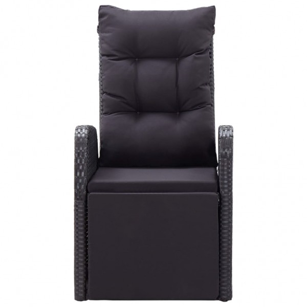 Sillón reclinable de jardín con cojín ratán sintético negro M 5