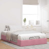 Estructura cama otomana sin colchón terciopelo rosa 120x190 cm 3
