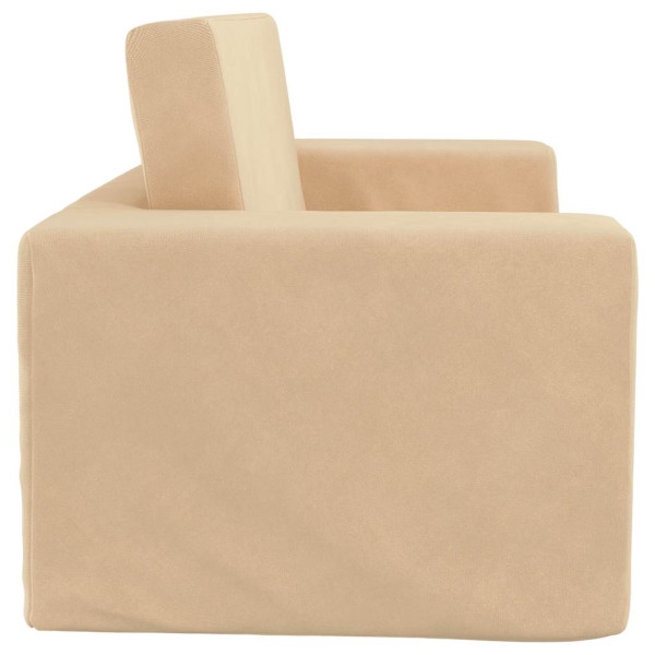 Sofá cama de niños 2 plazas felpa suave crema M 5