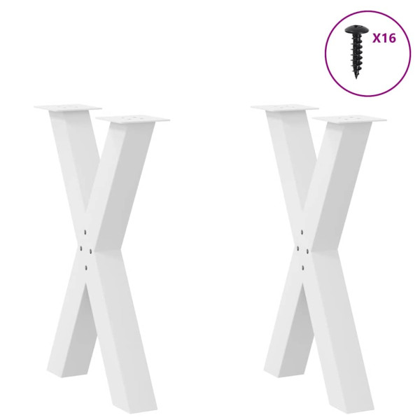 Patas para mesa de comedor en forma de X (2 unidades). color blanco. 60 x (72-73) cm. acero M 3