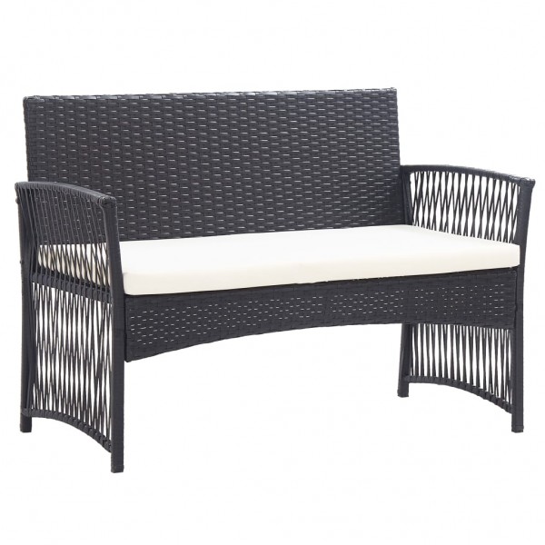 Set muebles de jardín 4 piezas y cojines ratán sintético negro M 3