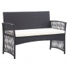 4 pcs conjunto lounge de jardim c/ almofadões vime PE preto 3