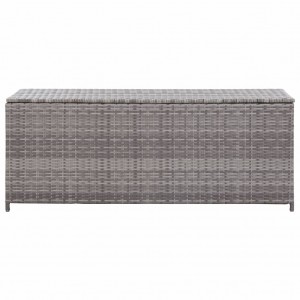 Caja de almacenaje de jardín ratán sintético gris 150x50x60 cm H