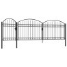 Puerta de valla jardín con arco superior acero negro 1.75x5 m 2