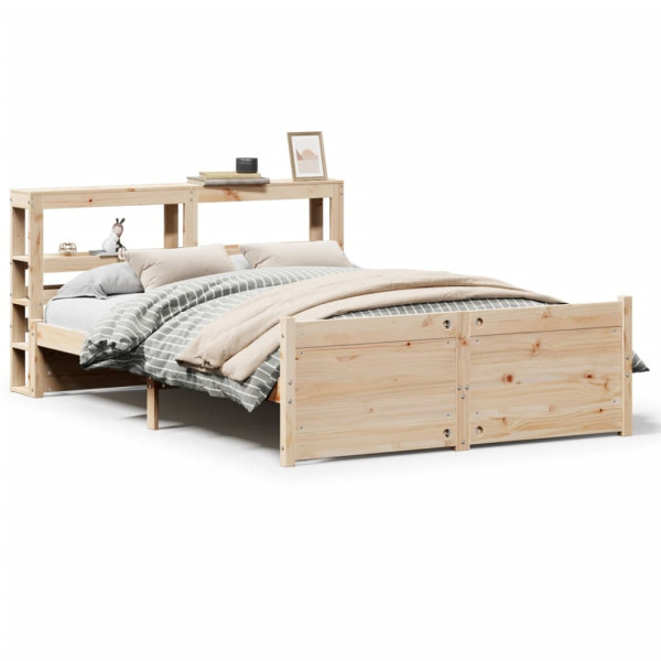 Estructura de cama con cabecero madera maciza pino 140x190 cm M 2