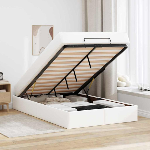 Estructura de cama con colchón Blanco puro 120 x 190 cm M 5