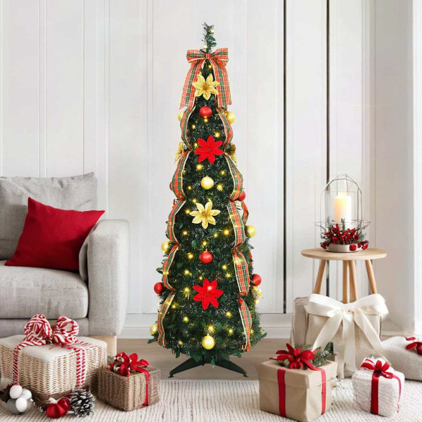 Árbol de Navidad artificial con 100 LED Verde 150 cm PVC M 5