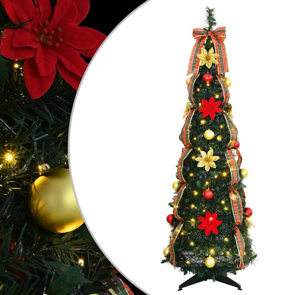 Árbol de Navidad artificial con 100 LED Verde 150 cm PVC M 4