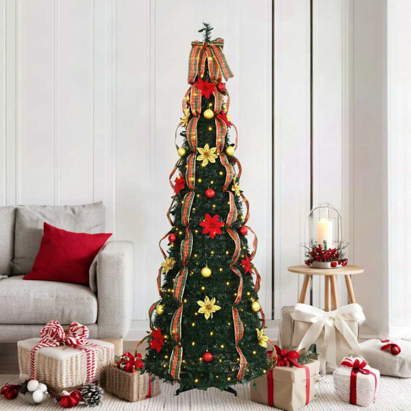 Árbol de Navidad artificial con 150 LED Verde 180 cm PVC D