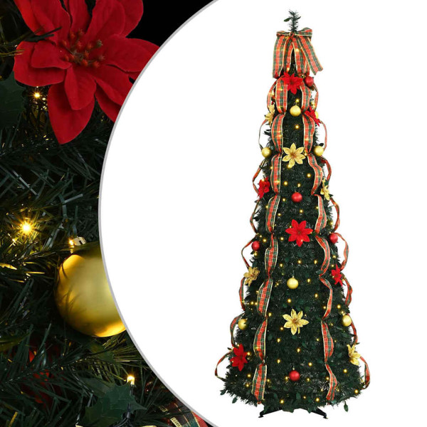 Árbol de Navidad artificial con 150 LED Verde 180 cm PVC M 2