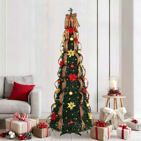Árbol de Navidad artificial con 200 LED Verde 210 cm PVC D