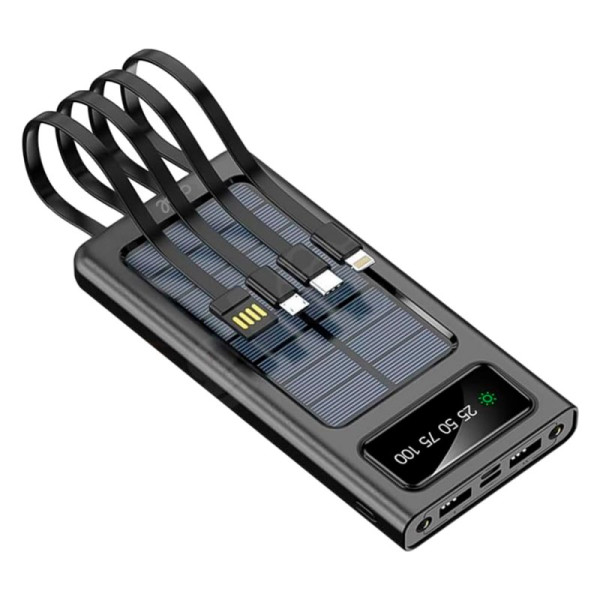 Bateria Externa Universal Power Bank 10.000 mAh + Panel Solar COOL (4 Conexiones) Negro D