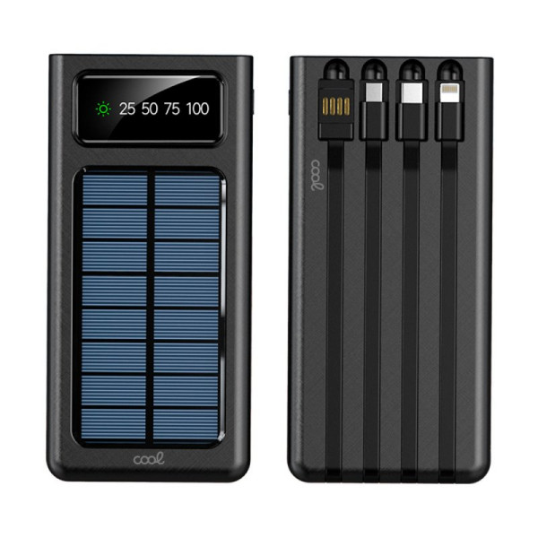 Bateria Externa Universal Power Bank 10.000 mAh + Panel Solar COOL (4 Conexiones) Negro M 5