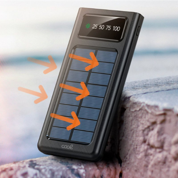 Bateria Externa Universal Power Bank 10.000 mAh + Panel Solar COOL (4 Conexiones) Negro M 6