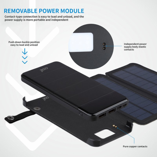 Bateria Externa Universal Power Bank Solar 10.000 mAh con 4 Paneles Solares COOL Negro M 6