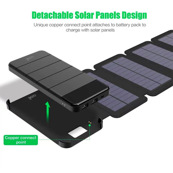 Bateria Externa Universal Power Bank Solar 10.000 mAh con 4 Paneles Solares COOL Negro M 9