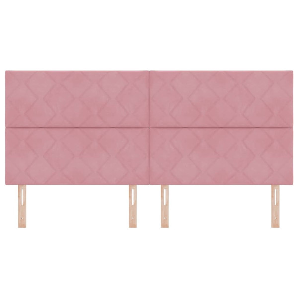 Cabecero Montaje en la pared Geométrico Rosa 200 cm Terciopelo M 4