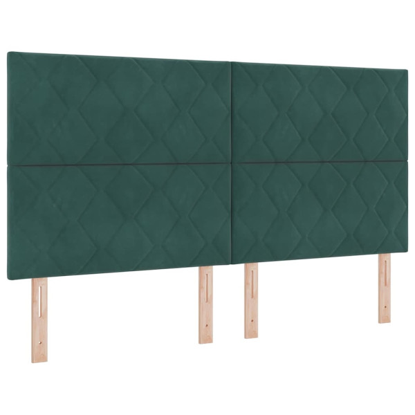 Cabecero LED Geométrico Manual Verde oscuro 180 cm Terciopelo M 2