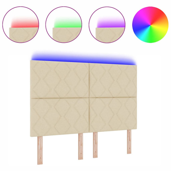 Cabecero con luces de tiras LED con cabecera Crema 160 cm tela M 2