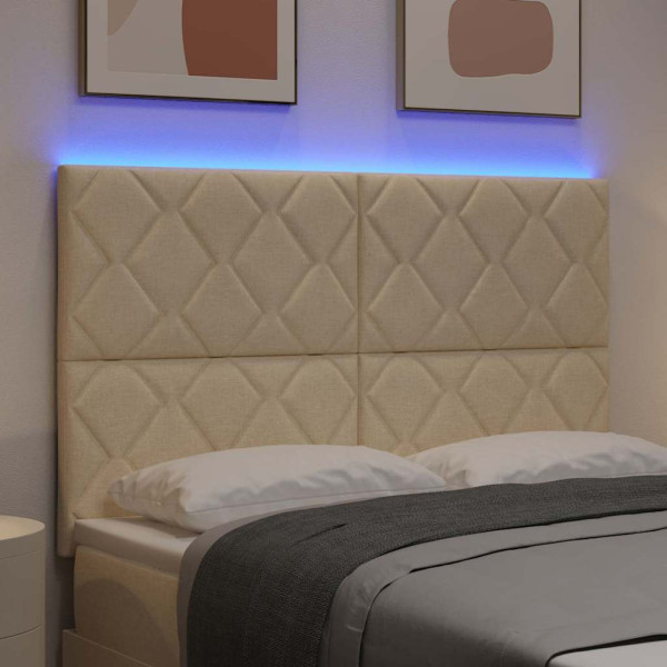 Cabecero con luces de tiras LED con cabecera Crema 160 cm tela M 4