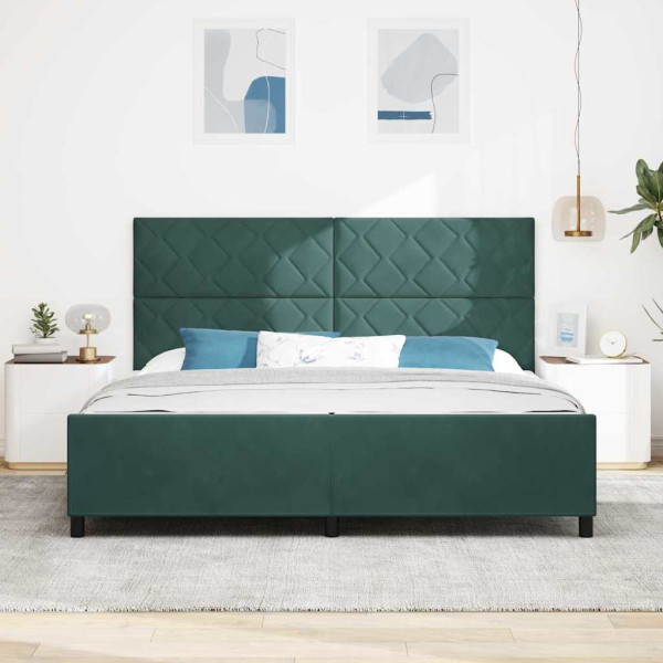 Estructura de cama Verde oscuro 200 x 200 cm Terciopelo M 4