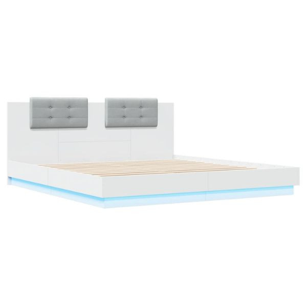Estrutura de cama com cabeceira e luzes LED 180x200 cm branco M 2