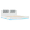 Estructura de cama con cabecero y luces LED blanco 180x200 cm 2
