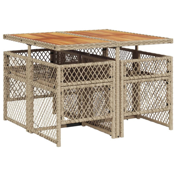 Set comedor de jardín 5 pzas con cojines ratán sintético beige M 5